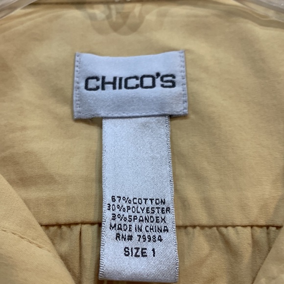 Chico’s size 1 (med/lg) soft gold cotton/poly/spandex fabric 3/4 sleeves blouse - Picture 11 of 11